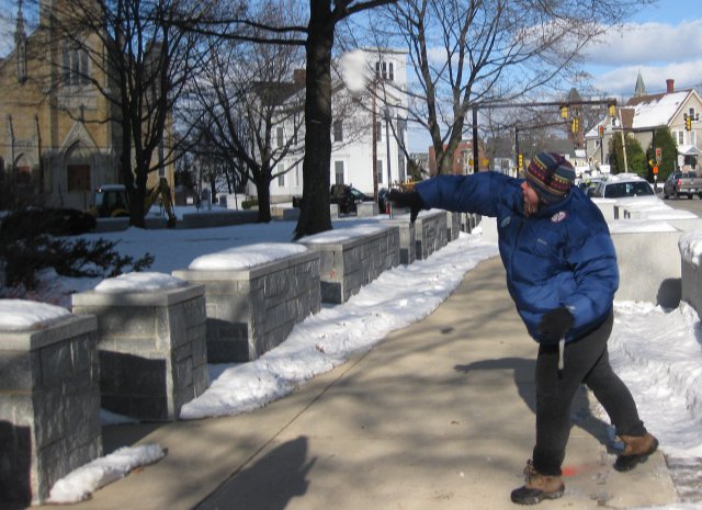 Kat Throws Snowballs at the Fed Building